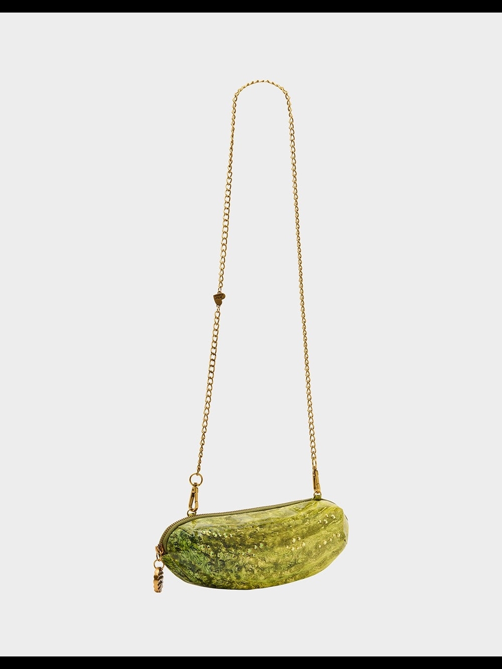 Betsey Johnson "Big Dill" Purse - Green Pickle Shaped Clutch with Gold Accents - Picture 2 of 7